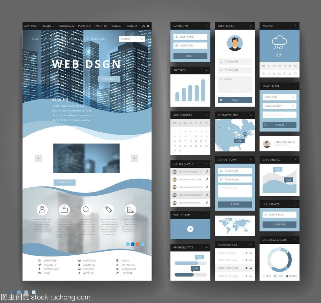 网站模板设计与界面元素