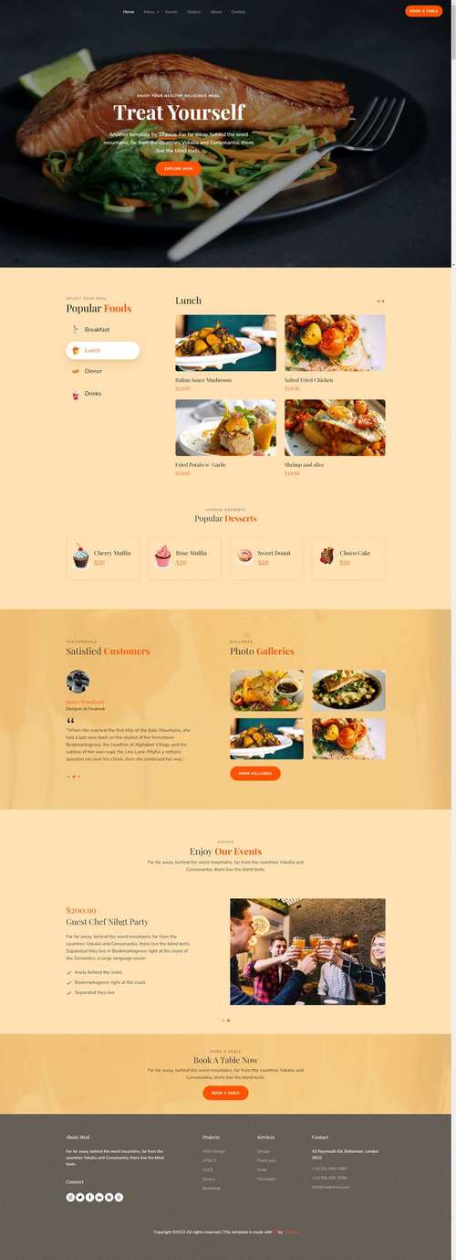 美食网站网页设计html代码精美的餐厅网页设计模板